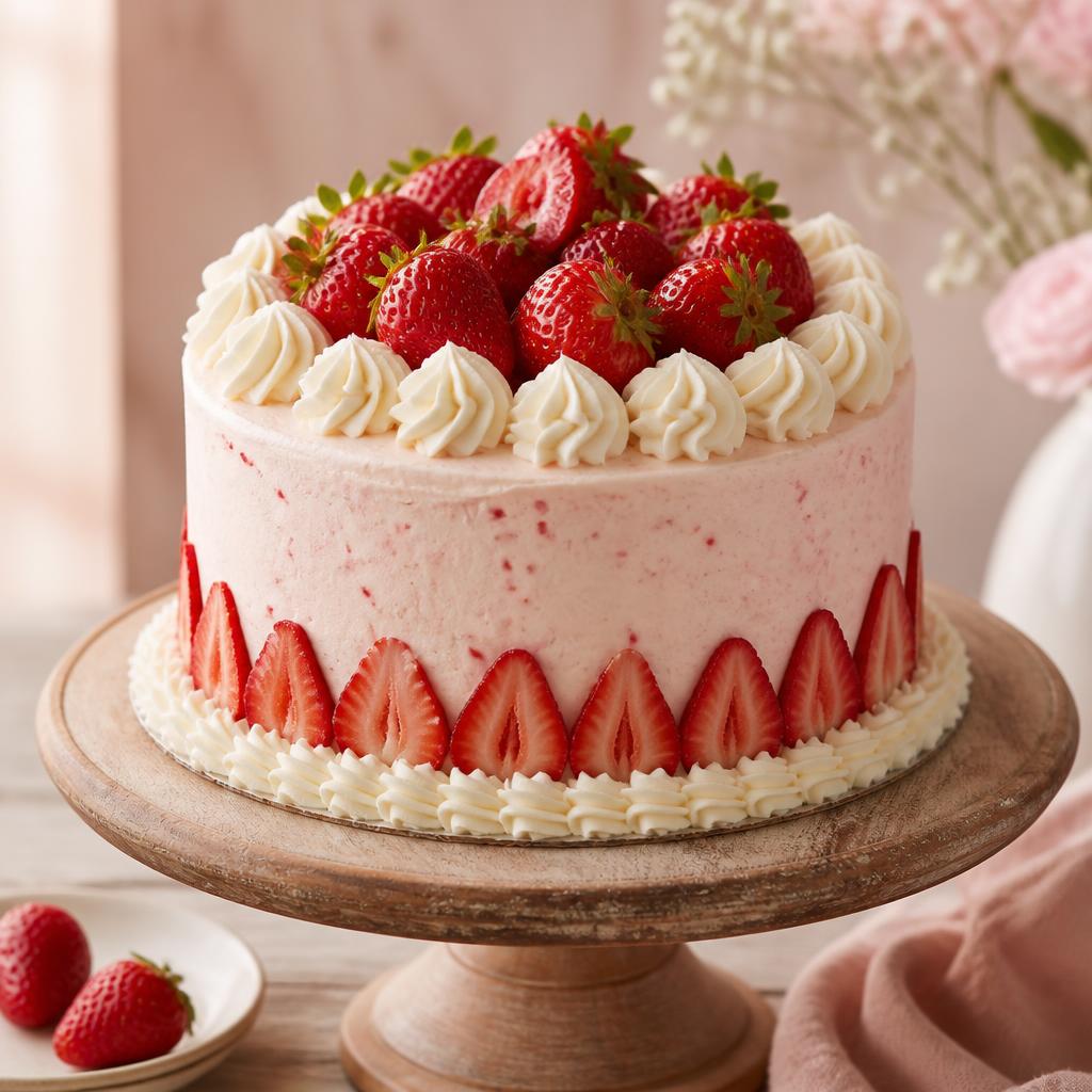 Bolo de morango com chantilly